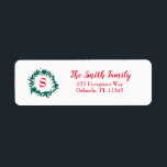 Monogram Green Kreath Christmas<br><div class="desc">Genießen Sie unsere fröhlichen Weihnachtslabels.</div>