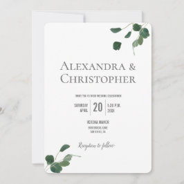 Monogram Green Modern Eucalyptus verlasse botanisc Einladung