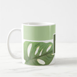 Monogram Green Monstera Leaf Kaffeetasse