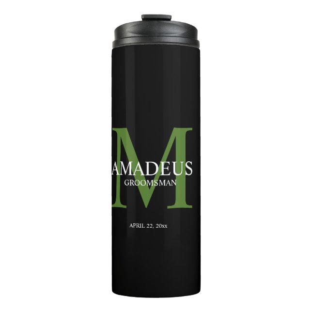Monogram Green Named thermal tumbler Thermosbecher (Vorderseite)
