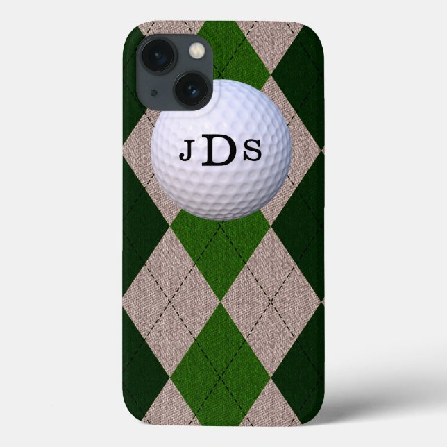 Monogram Green Raute, Golf Ball iPad Mini Case (Rückseite)