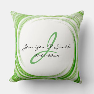 Monogram Green Swirl Abstrakt Art #3 Kissen