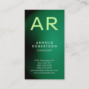 Monogram Green Trendy Consultant Business Card Visitenkarte