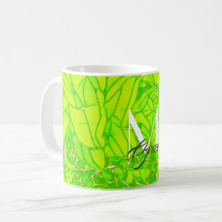 Monogram Green und Imitats Gold Blume Kaffeetasse