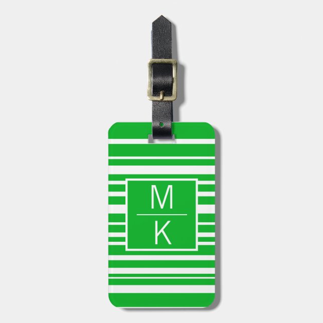Monogram Green Uneven Striping GL Square Splitter Gepäckanhänger (Vorderseite vertikal)