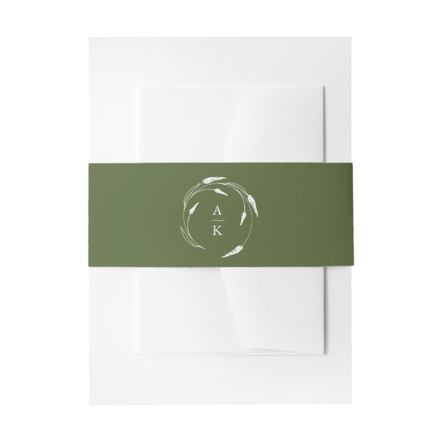 Monogram Green Wedding Einladungsbanderole (Vorderseite Beispiel)