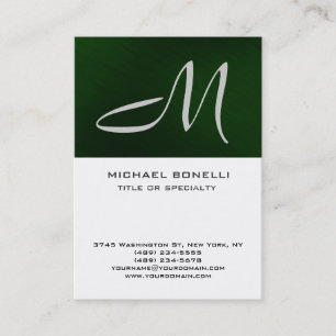Monogram Green White Park Avenue Business Card Visitenkarte