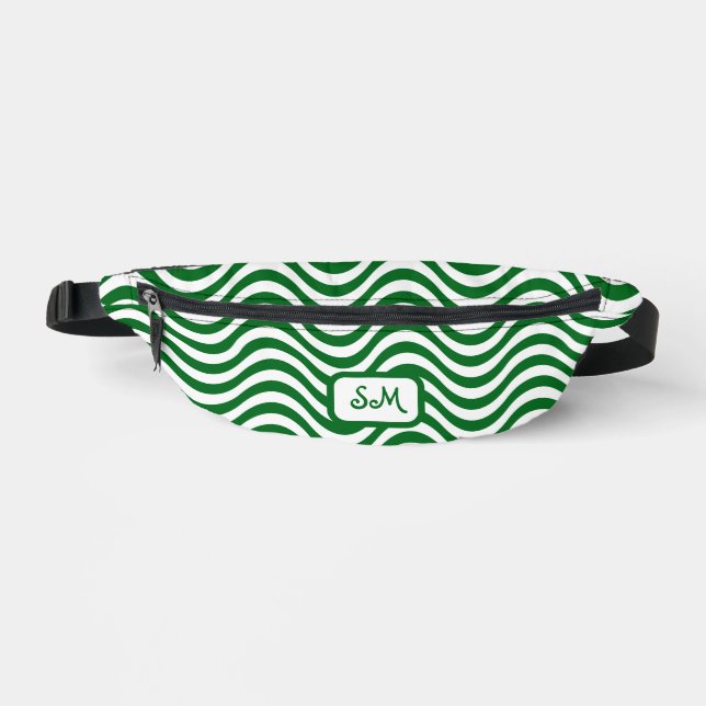 Monogram Green & White Stripes Psychedelic Bauchtasche (Vorderseite)