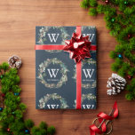 Monogram Greenerath Wreath Christmas Holiday Navy Geschenkpapier<br><div class="desc">Dieses einfache Weihnachtsverpackungspapier hat einen marineblau Hintergrund mit einem Monogramm und einem grünen Kranz.  Personalisieren Sie es für Ihre Bedürfnisse. In meinem Geschäft finden Sie passende Produkte.</div>