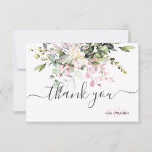 Monogram Greenery Blush Eukalyptus Flat Vielen Dan Dankeskarte
