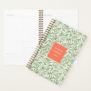 Monogram Greenery Botanical Pattern Green Orange Planer