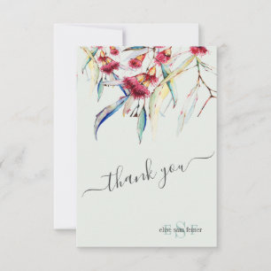 Monogram Greenery Eucalyptus Blossoms Vielen Dank Dankeskarte