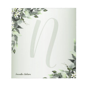 Monogram Greenery Floral Eukalyptus Blätter Notizblock