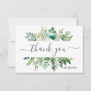 Monogram Greenery Gum Eucalyptus Vielen Dank Dankeskarte
