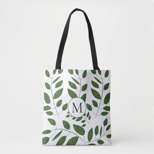 Monogram Greenery Leaf Muster (Vorderseite)