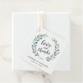 Monogram Greenery Wreath Elegant Wedding Geschenkanhänger
