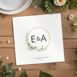 Monogram Greenery Wreaths Eucalyptus Wedding Serviette