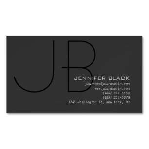 Monogram Grey Black Consultant Moderner Minimalist Magnetische Visitenkarte