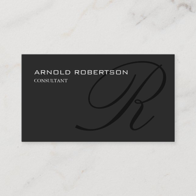 Monogram Grey Black Consultant-Visitenkarte Visitenkarte (Vorderseite)