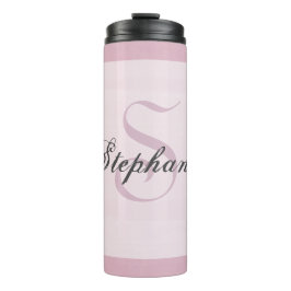 Monogram Grey Pink Trendy Elegante Girly Modern Thermosbecher