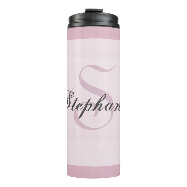 Monogram Grey Pink Trendy Elegante Girly Modern Thermosbecher (Vorderseite)