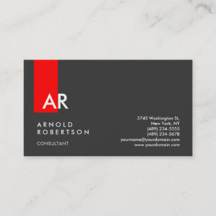 Monogram Grey Red Strip Consultant Business Card Visitenkarte