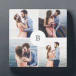 Monogram Grid Collage Foto Fotoplatte<br><div class="desc">Eine individuelle Foto-Plakette ist eine wunderschöne Möglichkeit,  Ihre Fotos zu zeigen.</div>