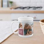 Monogram Grid Foto Collage Kaffeetasse<br><div class="desc">Dieses personalisierte Foto Tasse Design bringt 6 Ihrer Lieblings-Schnaps vorne und Mitte,  zusammen mit einem Single initiale Monogramm auf jeder Seite. Mit sechs quadratischen Fotos von Freunden,  Kindern,  Enkelkindern,  Haustieren oder Ihren Lieblingsorten,  mit dem Original in weißer Schrift auf einem rosa rosa rosa rosa Platz.</div>