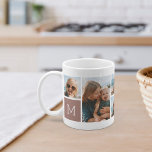 Monogram Grid Foto Collage Kaffeetasse<br><div class="desc">Dieses personalisierte Foto Tasse Design bringt 6 Ihrer Lieblings-Schnaps vorne und Mitte,  zusammen mit einem Single initiale Monogramm auf jeder Seite. Mit sechs quadratischen Fotos von Freunden,  Kindern,  Enkelkindern,  Haustieren oder Ihren Lieblingsorten,  mit dem Original in weißer Schrift auf einem leichten Eukalyptus grünen Platz.</div>