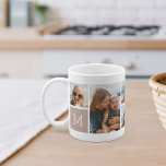 Monogram Grid Foto Collage Kaffeetasse<br><div class="desc">Dieses personalisierte Foto Tasse Design bringt 6 Ihrer Lieblings-Schnaps vorne und Mitte,  zusammen mit einem Single initiale Monogramm auf jeder Seite. Mit sechs quadratischen Fotos von Freunden,  Kindern,  Enkelkindern,  Haustieren oder Ihren Lieblingsorten,  mit Ihren ersten weißen Buchstaben auf einem neutralen rosa Taupe Platz.</div>