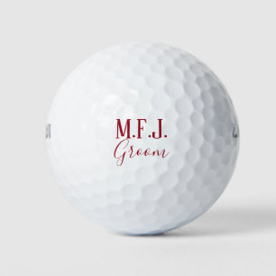 Monogram Groom Red and White Souvenir Golfball
