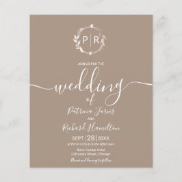Monogram Grullo Budget Wedding Einladung