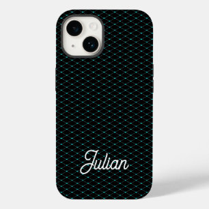Monogram-grünes Netznetz schwarz Case-Mate iPhone 14 Hülle