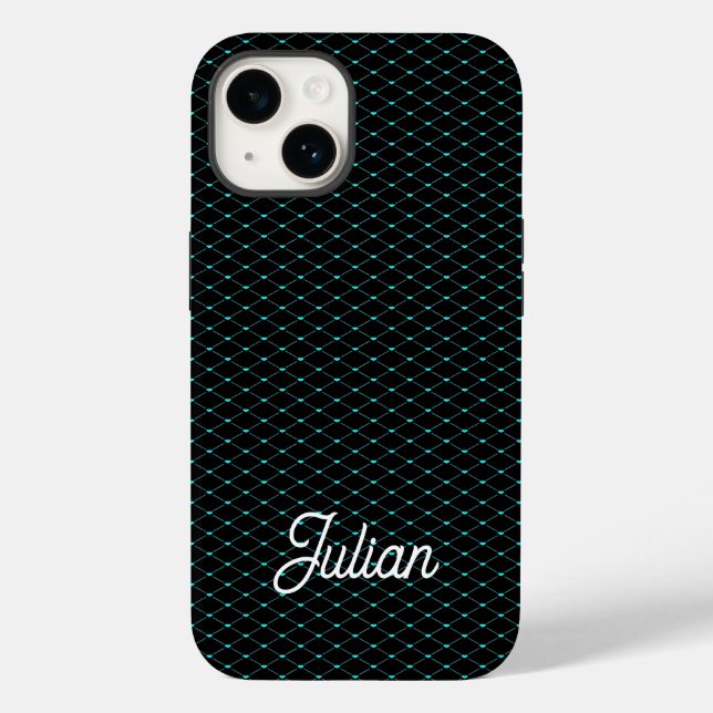 Monogram-grünes Netznetz schwarz Case-Mate iPhone Hülle (Rückseite)