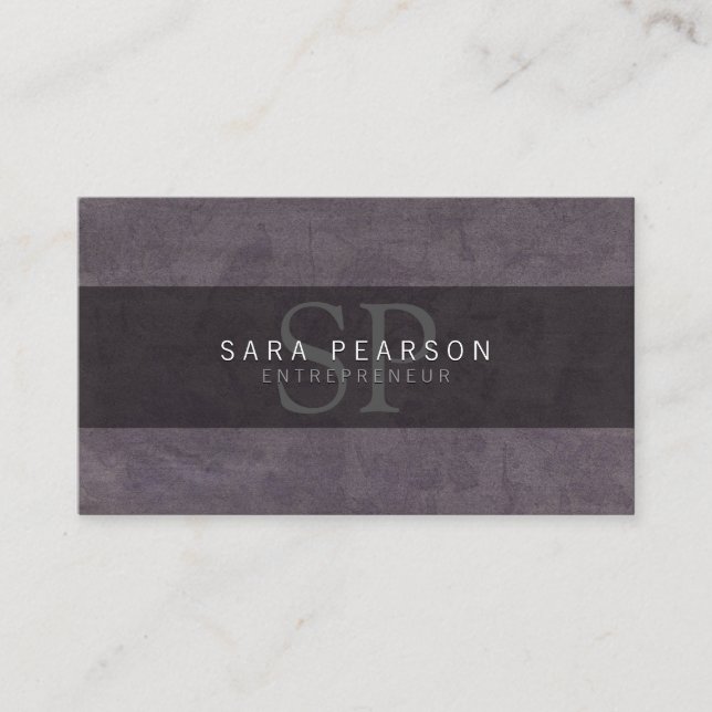 Monogram Grunge Business Card für Unternehmer Visitenkarte (Vorderseite)