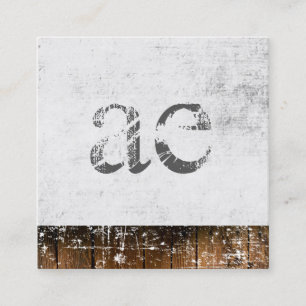 Monogram Grunge Texture Wood Rustic Trimm Quadratische Visitenkarte