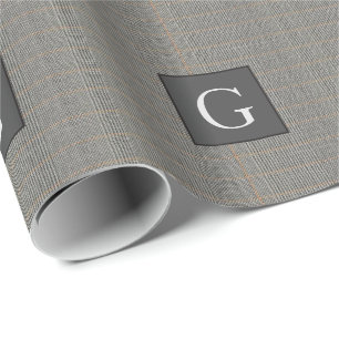 Monogram gry Tweed Trauzeuge Bestman Wedding Gift Geschenkpapier