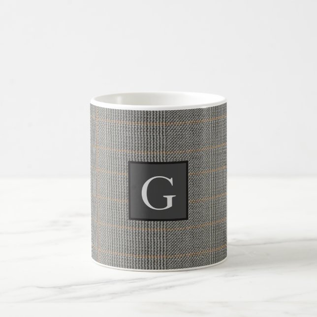 Monogram gry Tweed Trauzeuge Bestman Wedding Gift Kaffeetasse (Mittel)