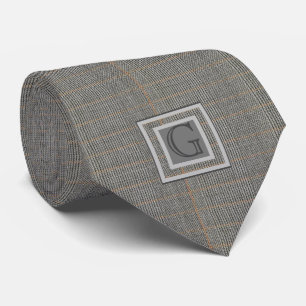 Monogram gry Tweed Trauzeuge Bestman Wedding Gift Krawatte