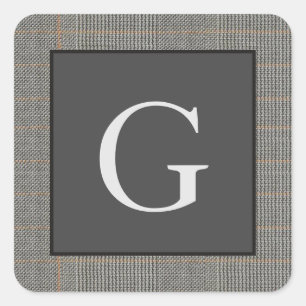 Monogram gry Tweed Trauzeuge Bestman Wedding Gift Quadratischer Aufkleber