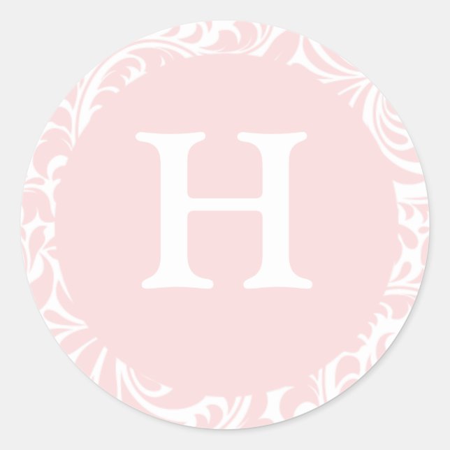 Monogram H Blush Color Personalizable Invite Siege Runder Aufkleber (Vorderseite)