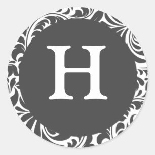 Monogram H Gray Slate Gray Designer Wedding Monogr Runder Aufkleber
