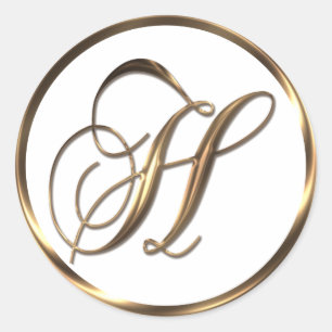 Monogram H Imitate Bronze Runder Aufkleber