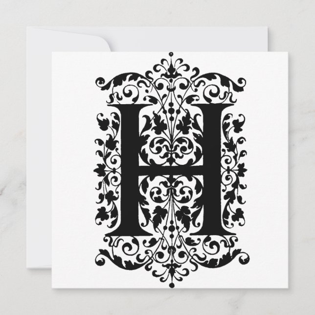 Monogram H Initial Black and White Floral Pattern (Vorderseite)