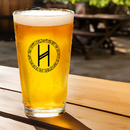 Monogram H - Viking Style - Pint Glass Glas