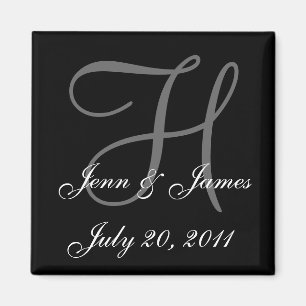 Monogram H Wedding Bride Groom Date Magnet