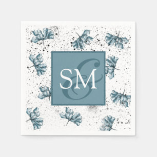 Monogram Hand lackiert blau Serviette