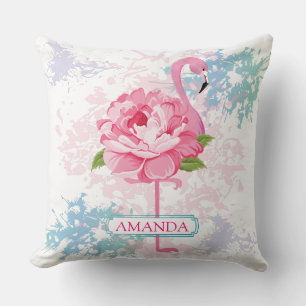 Monogram Handgemalt Flamingo Kissen