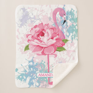 Monogram Handgemalt Flamingo Sherpadecke