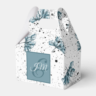 Monogram, handgestrichen, blau blauer Blumenmuster Geschenkschachtel